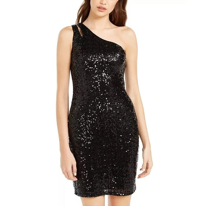 Teeze Me Junior's One Shoulder Sequin Dress Black Size 5