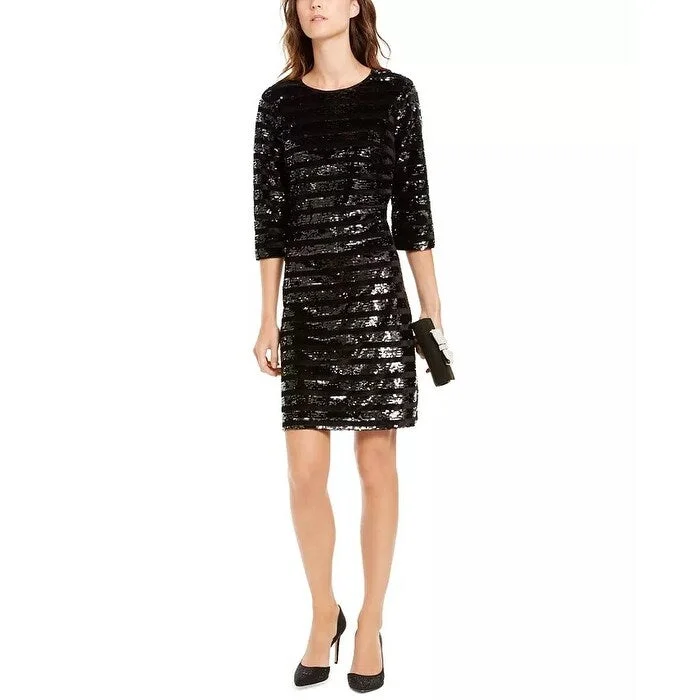 INC International Concepts Women's Sequin Sheath Dress Black Size Medium