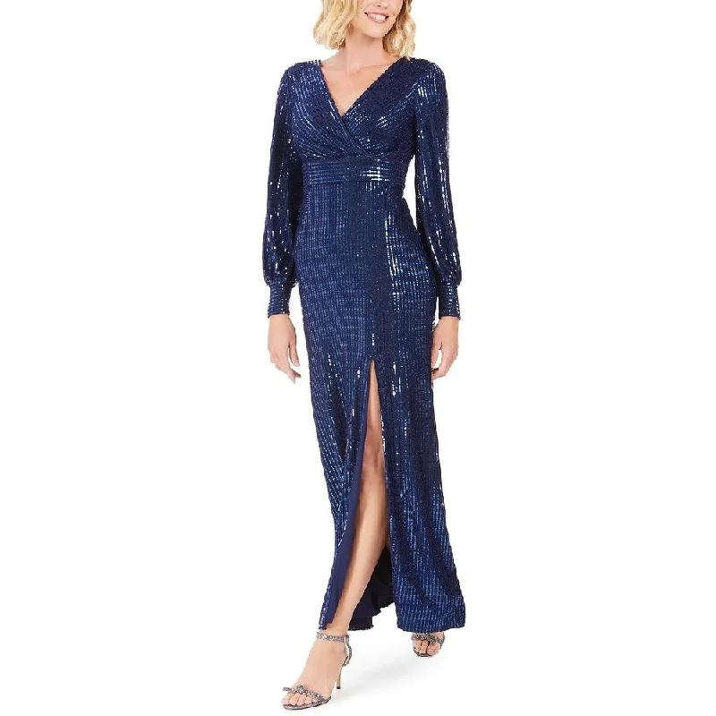 Nightway Women's Sequin Wrap Gown Navy Size 14