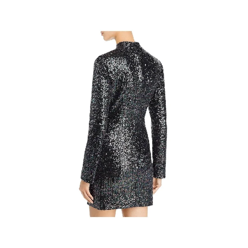 Rachel Zoe Women's Pierina Long Sleeve Sequin Mini Dress Purple Size 2