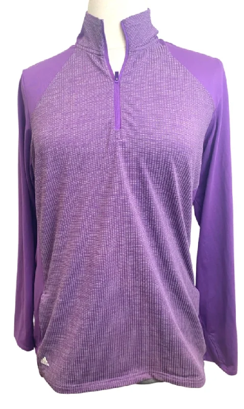 Adidas Purple Textured Quarter Zip Pullover with Logo Size 2XL