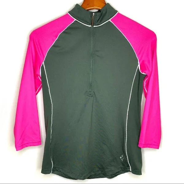 Jofit Half Zip Pullover in Pink & Dark Green Size L