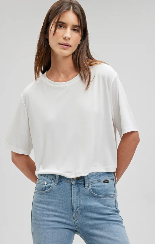 CROPPED SHORT SLEEVE T-SHIRT IN ANTIQUE WHITE