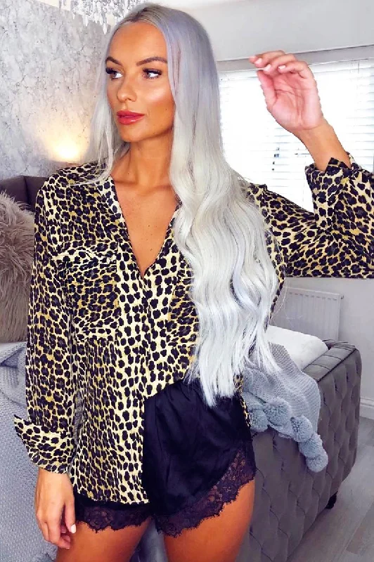 Long sleeve leopard print blouse - Aashna