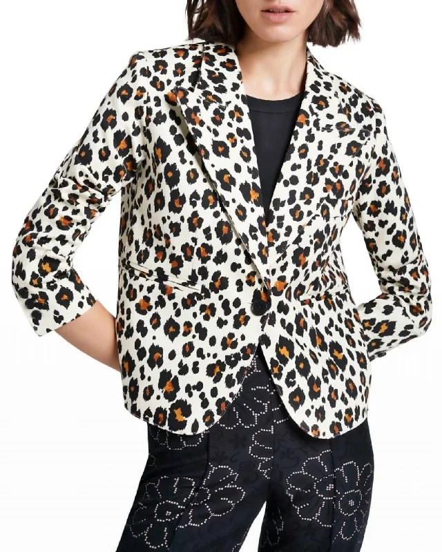 90's Shrunken Blazer In Leopard