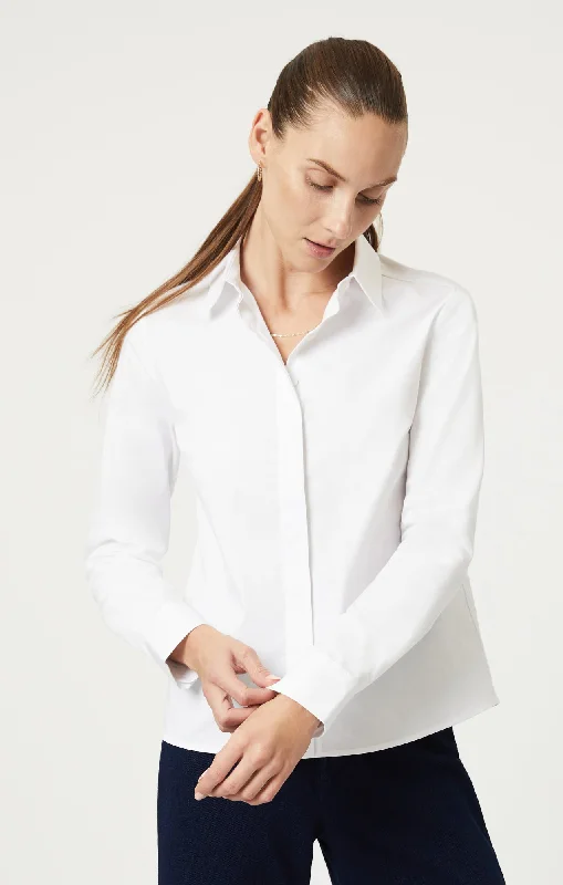 BUTTON-UP LONG SLEEVE SHIRT IN WHITE