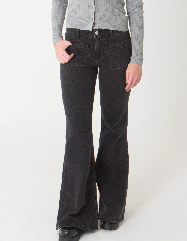 Sailor Low Flare Jeans in Washed Black