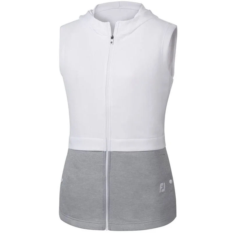 Footjoy White & Gray Double Layer Hooded Vest with Titleist logo in White  Size S