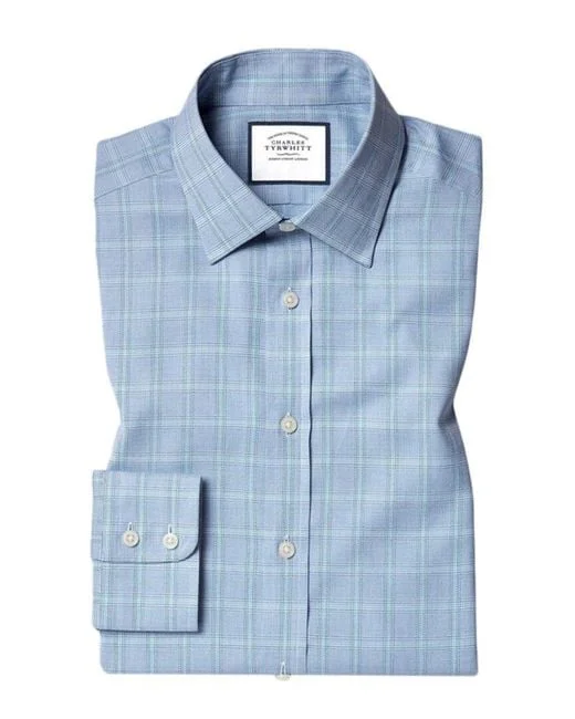 Blue & Green Egyptian Cotton Textured Check Extra Slim Fit Shirt