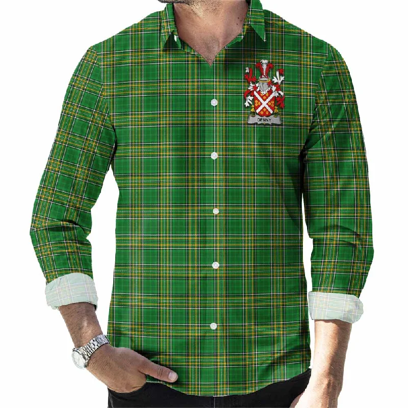 Denny Irish Clan Tartan Long Sleeve Button Up with Coat of Arms