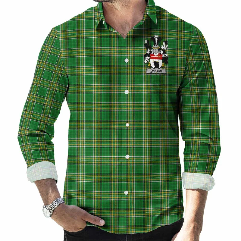 Dickson Irish Clan Tartan Long Sleeve Button Up with Coat of Arms