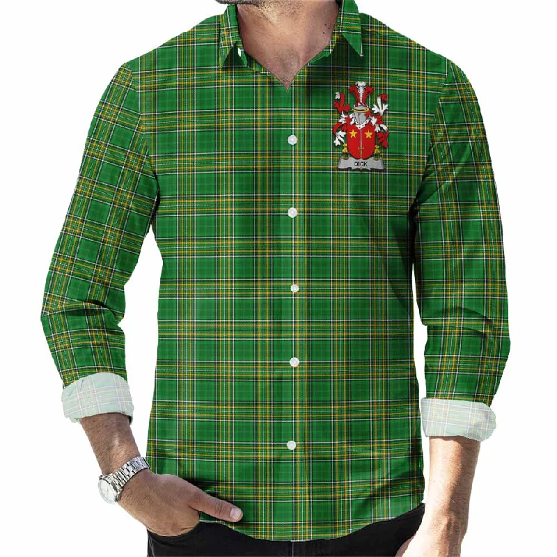 Dick Irish Clan Tartan Long Sleeve Button Up with Coat of Arms