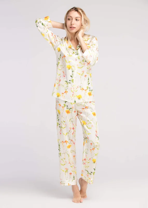 22 Momme Blossom Long Silk Pajamas Set