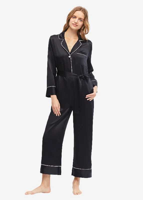 22 Momme Casual Belted Silk Jumpsuit Pajama