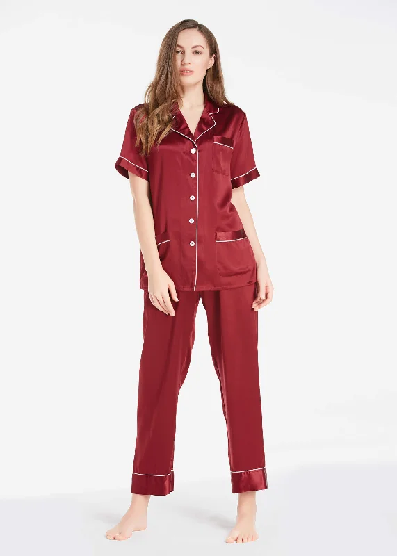 22 Momme Chic Trimmed Short Sleeve Silk Pajamas Set