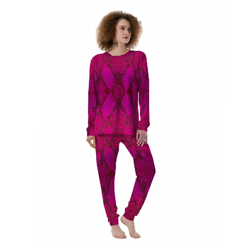 Snakeskin Black And Pink Magenta Print Women's Pajamas