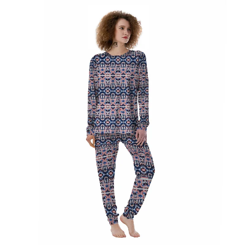 Southwestern Blue And Pink Print Pattern Women's Pajamas