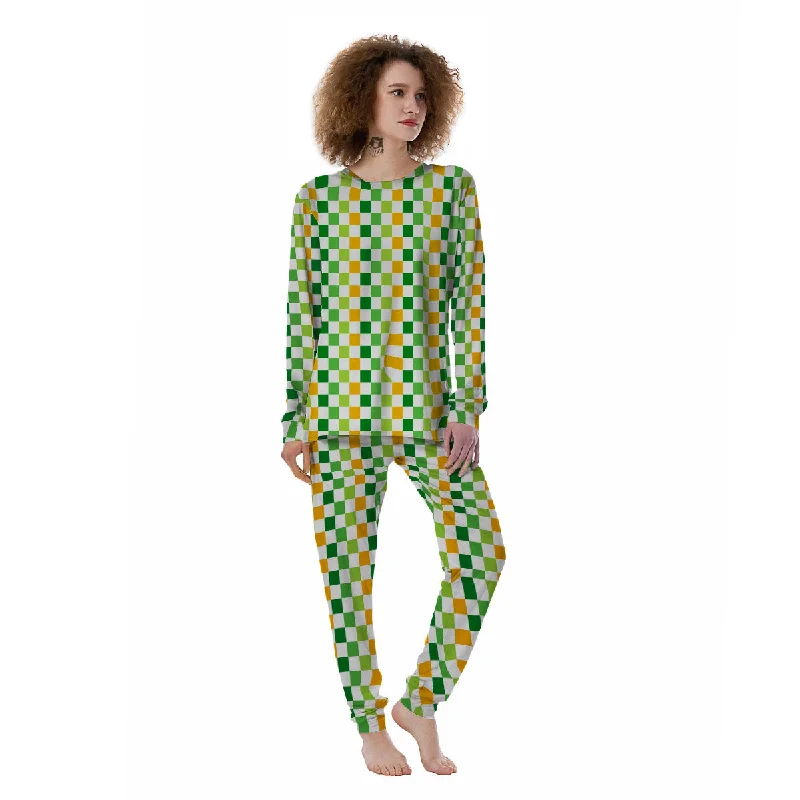 St. Patrick's Day Irish Checkered Print Women's Pajamas