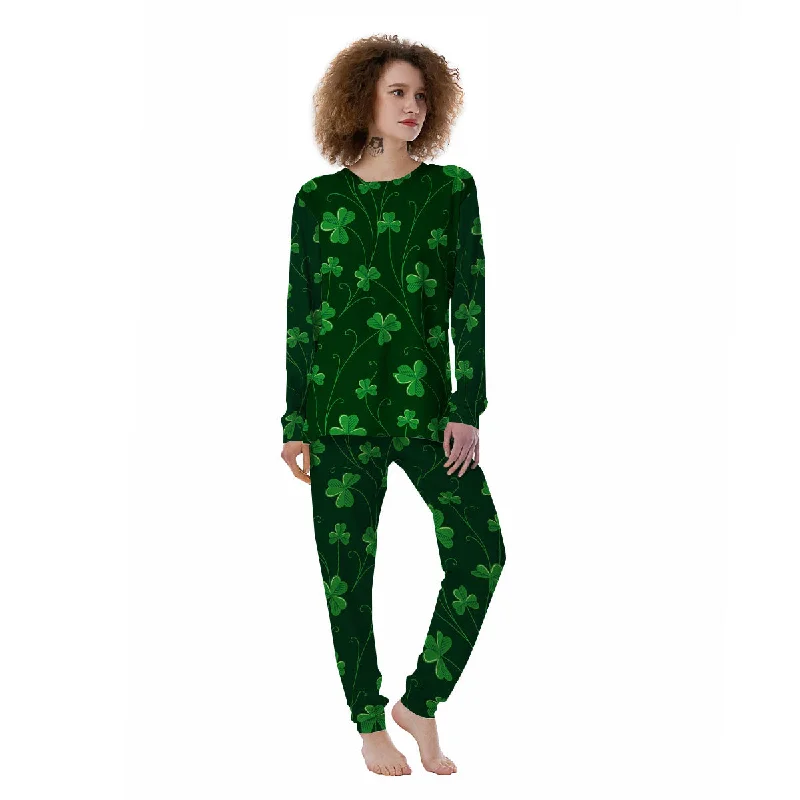 St. Patrick's Day Irish Leaf Print Women's Pajamas