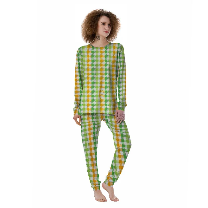 St. Patrick's Day Plaid Print Women's Pajamas