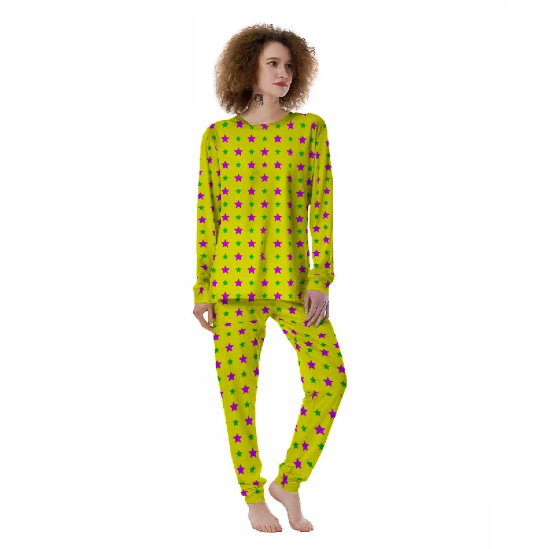 Star Mardi Gras Print Pattern Women's Pajamas