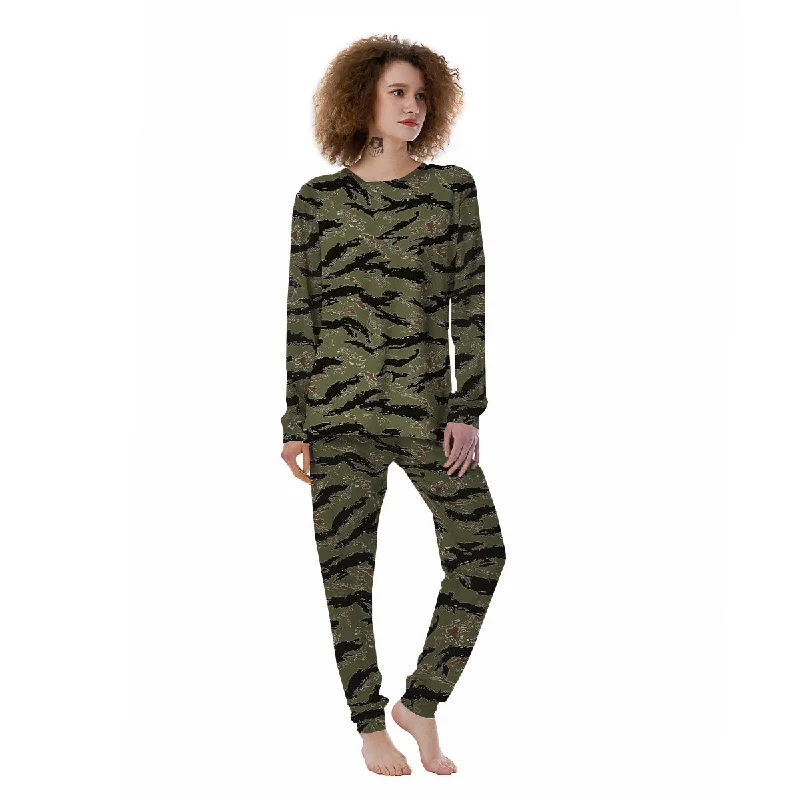 Stripe Camouflage Military Tiger Print Women's Pajamas