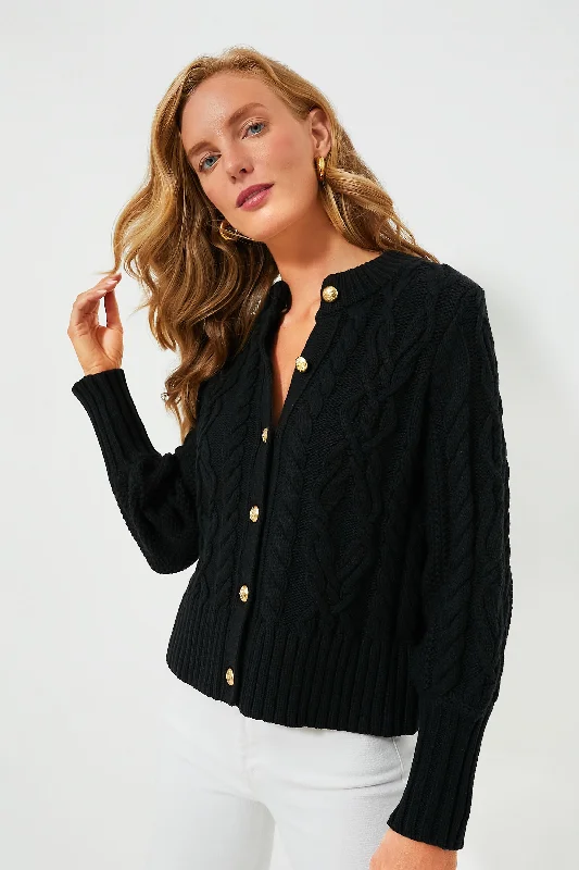 Black Cotton Colette Cardigan