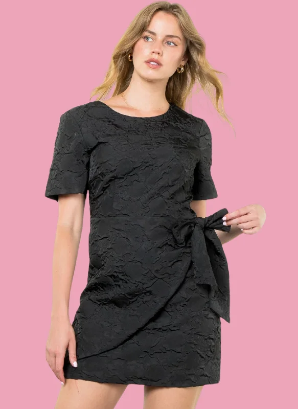 Textured Side Tie Dress