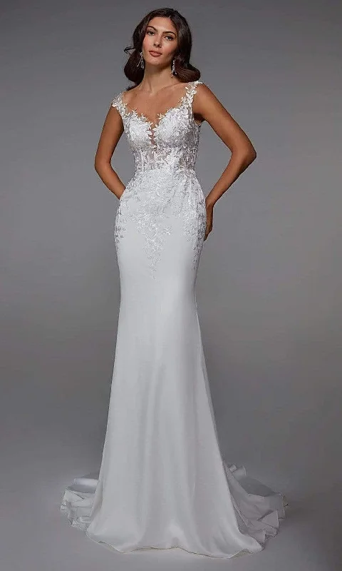 Alyce Paris - 7026 Embroidered Sheath Bridal Gown