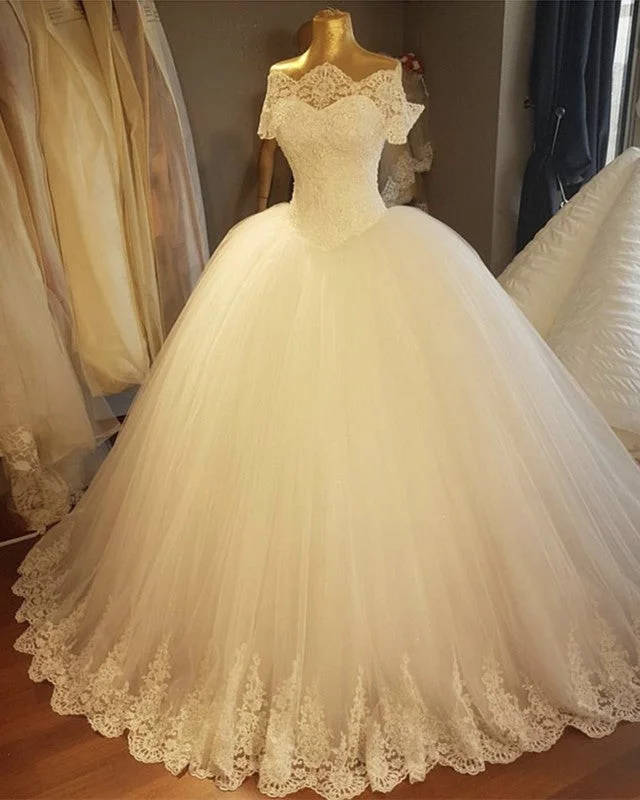 Vintage Wedding Dress Off Shoulder Ball Gown