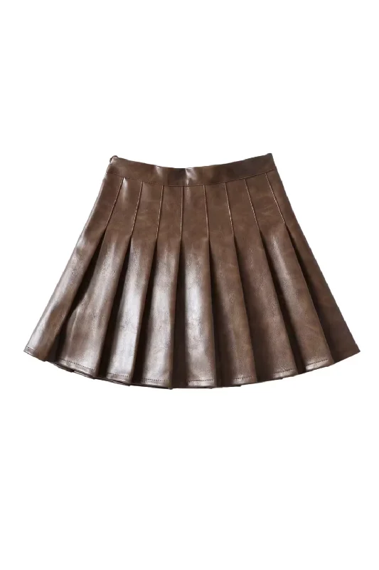'Katie' High Waist Pleated Leather Skirt (3 Colors) Unique unclassified skirts