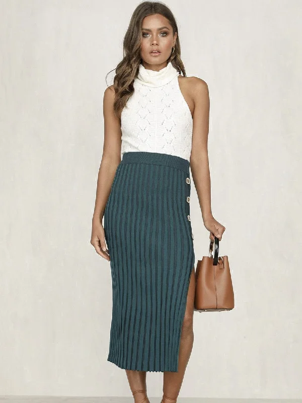 Hey You Side Split Skirt - Green/Khaki Stylish unclassified skirts