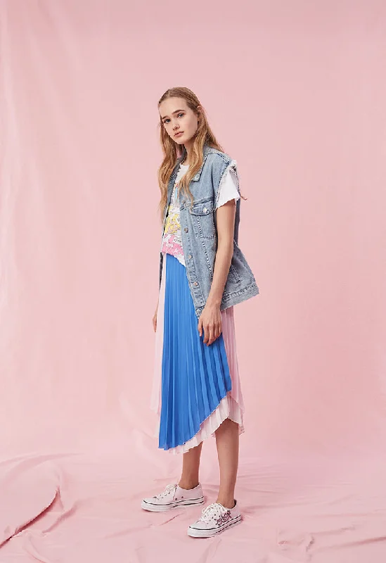 Two Tone Pleated Skirt Tiered unclassified skirts