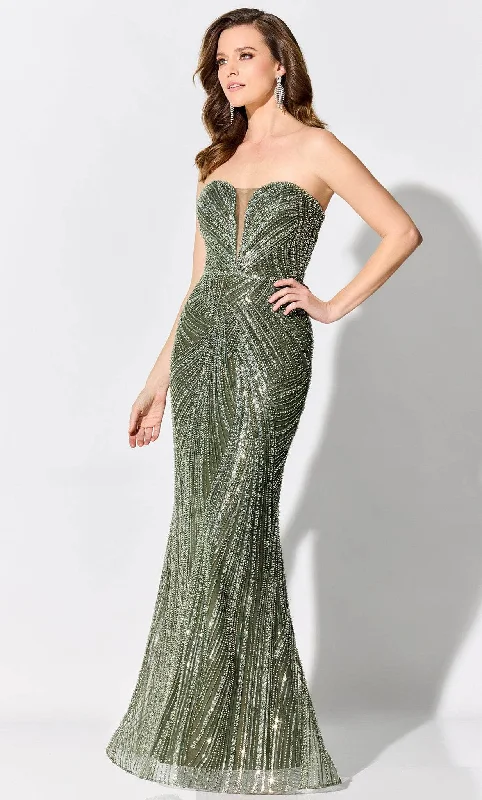 Ivonne D ID305 - Beaded Plunging Sweetheart Evening Gown