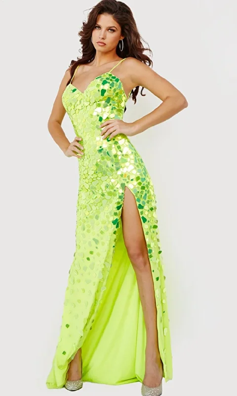 Jovani 06653 - Neon Glass Beaded Evening Gown