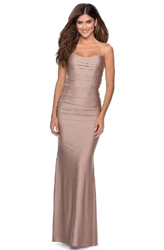 La Femme - 28398SC Sleeveless Scoop Neck Long Dress - 1 pc Nude In Size 10 Available