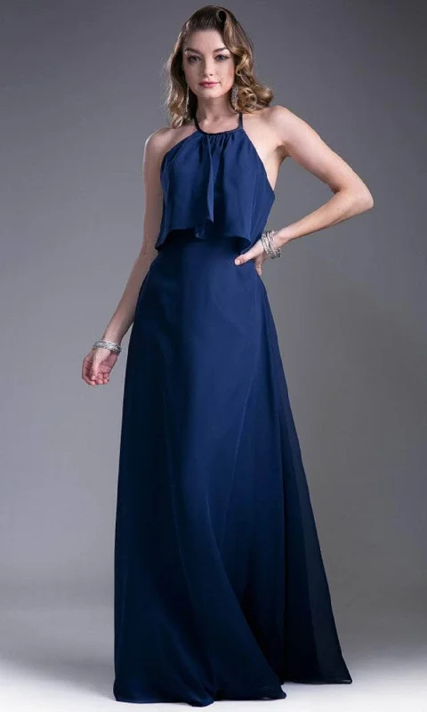 Ladivine 13031 - Illusion Halter A-line Gown