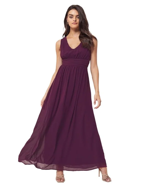 SIRIL Women's Georgette Dress | Maxi Western Dress | One Piece Dress (Wine)