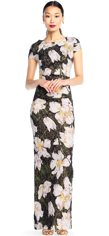 Adrianna Papell - Floral Patterned Long Sheath Dress AP1E203398SC