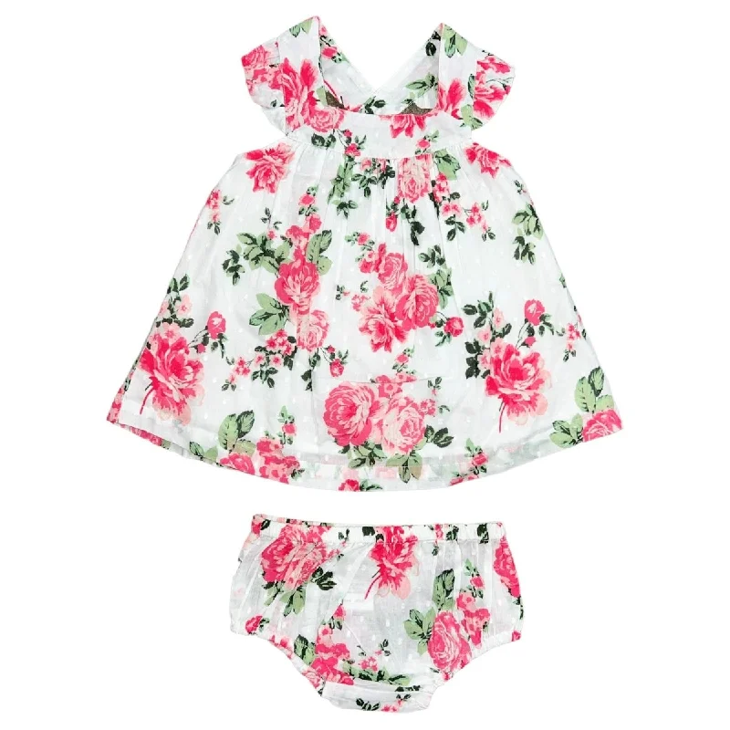 PEONY FLORAL DRESS AND DIAPER COVER SET