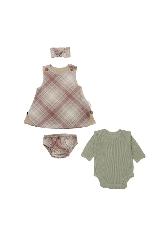 2- Piece Bundle-Organic Olive Waffle Baby Onesie and Dress