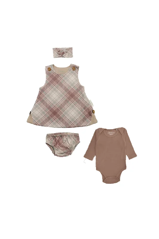 2- Piece Bundle-Organic Brown Waffle Baby Onesie and Dress