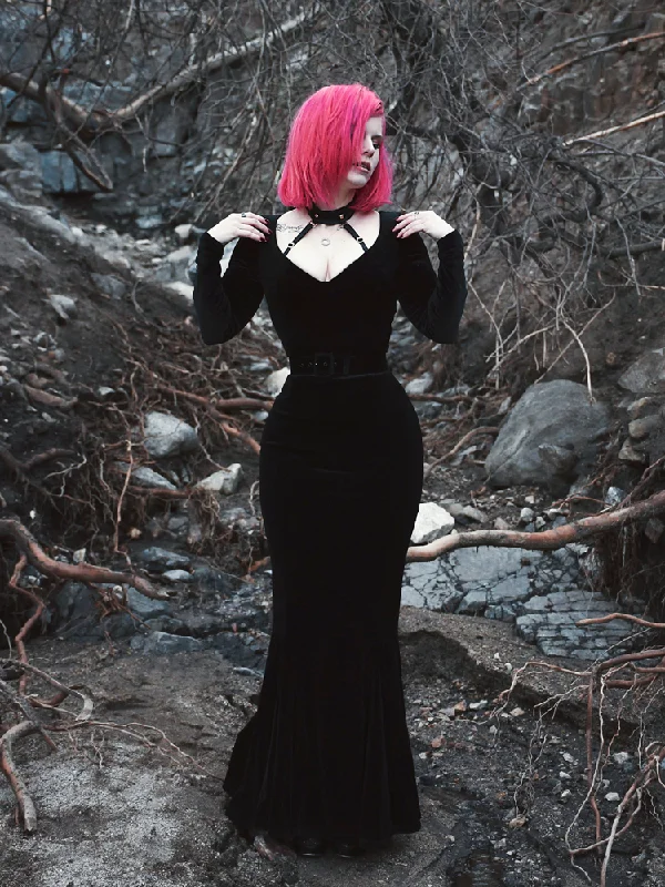 Black Marilyn Gown in Black Velvet