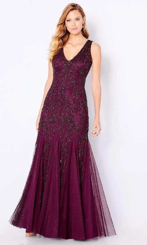 Cameron Blake 221684 - Embellished V-Neck Evening Gown