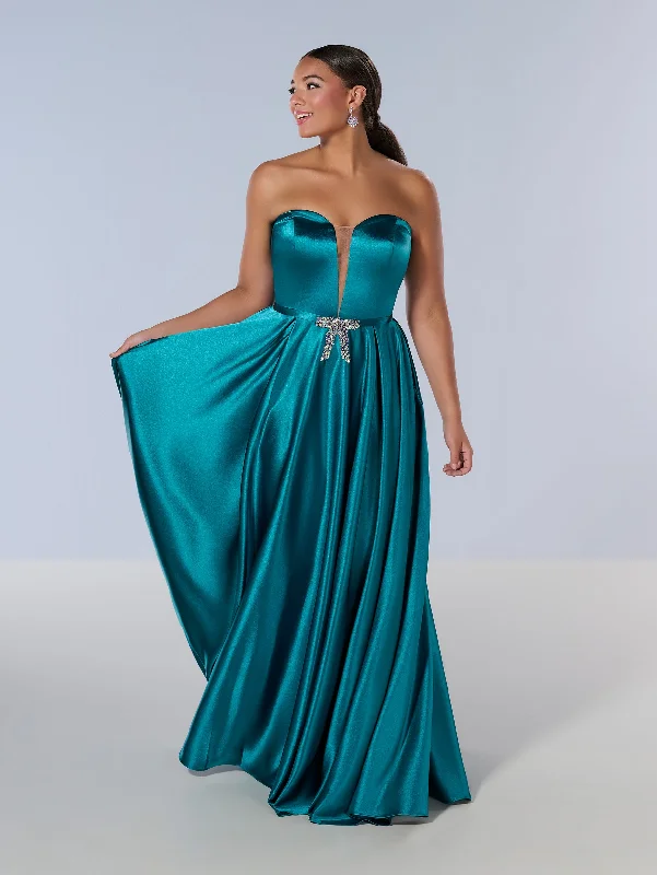 Curvy Charmeuse Strapless Gown by Tiffany Designs 16219