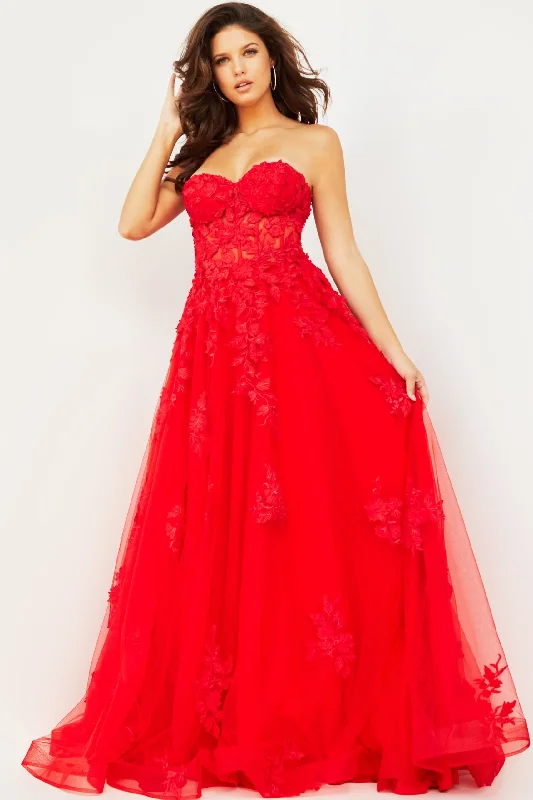 Embroidered Strapless A-line Gown by Jovani 07901