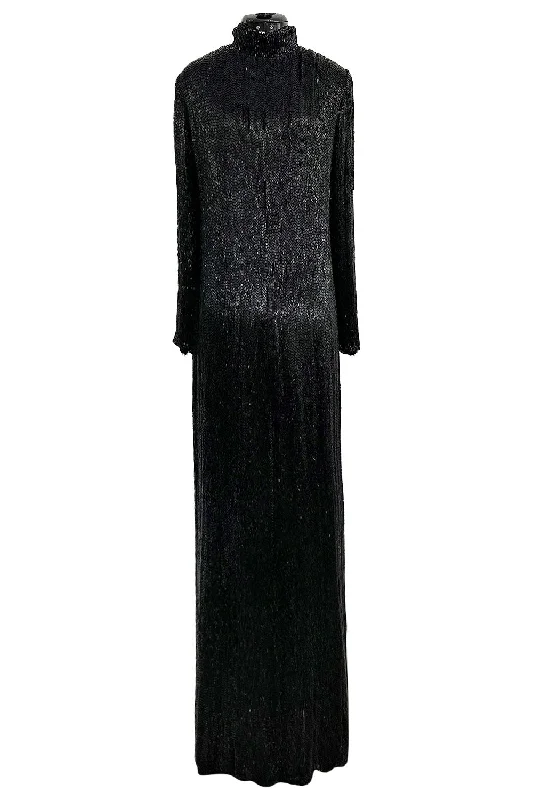 Fall 1975 John Anthony Couture Runway Sample Dress W Black Hand Beading