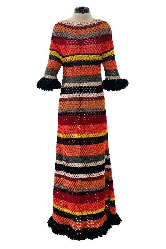 Gorgeous Resort 2018 Christian Dior by Maria Grazia Chiuri Stripe Knit Dress w Fringing