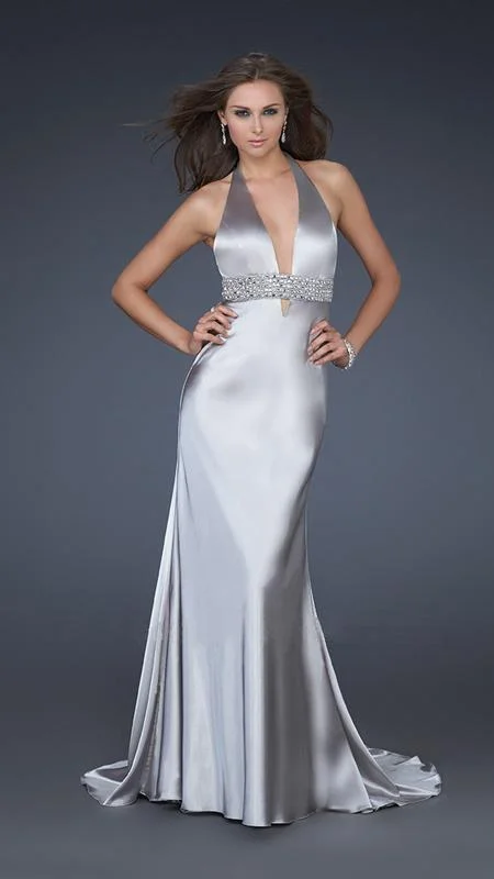 La Femme - 14743 Plunging Halter Evening Gown