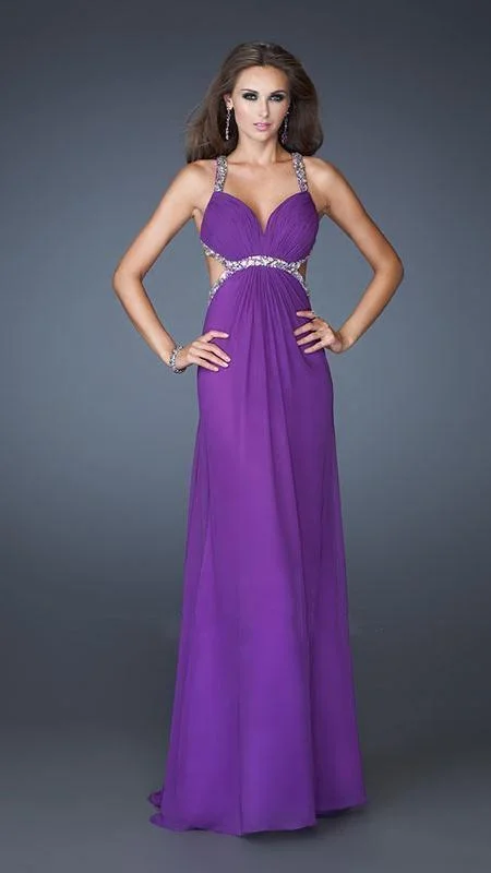 La Femme Gigi - 18888 Beaded Sleeveless Cutout A-Line Gown